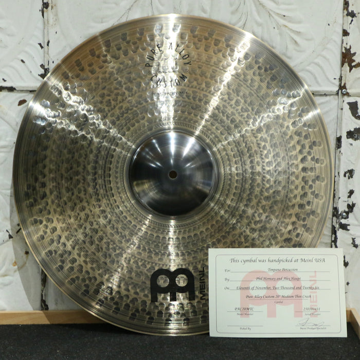 Cymbale crash Meinl Pure Alloy Custom Medium Thin 20po (1906g) HANDPICKED