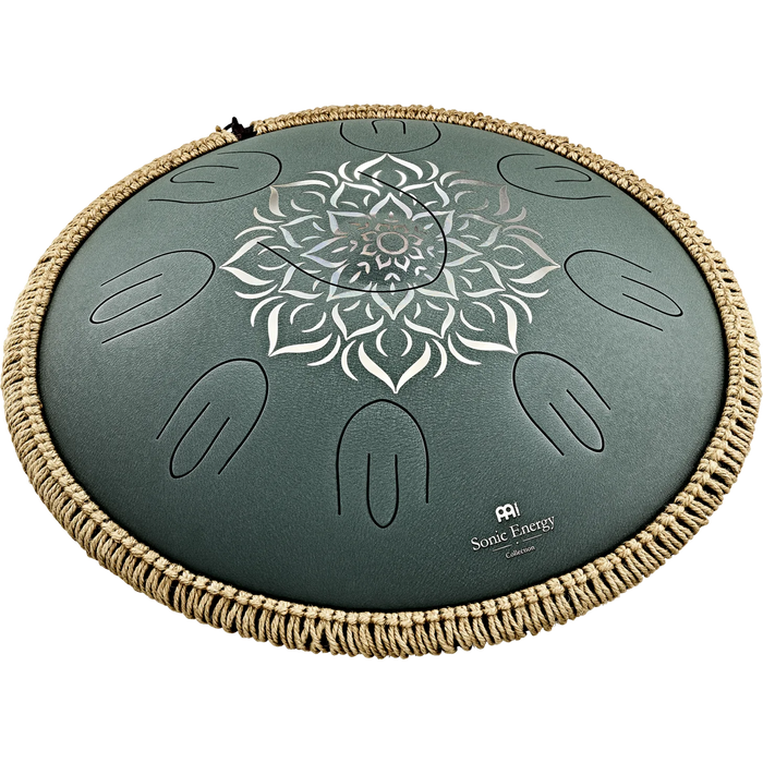 Meinl Sonic Energy Octave Steel Tongue Drum F Major Dark Green Engraved floral design