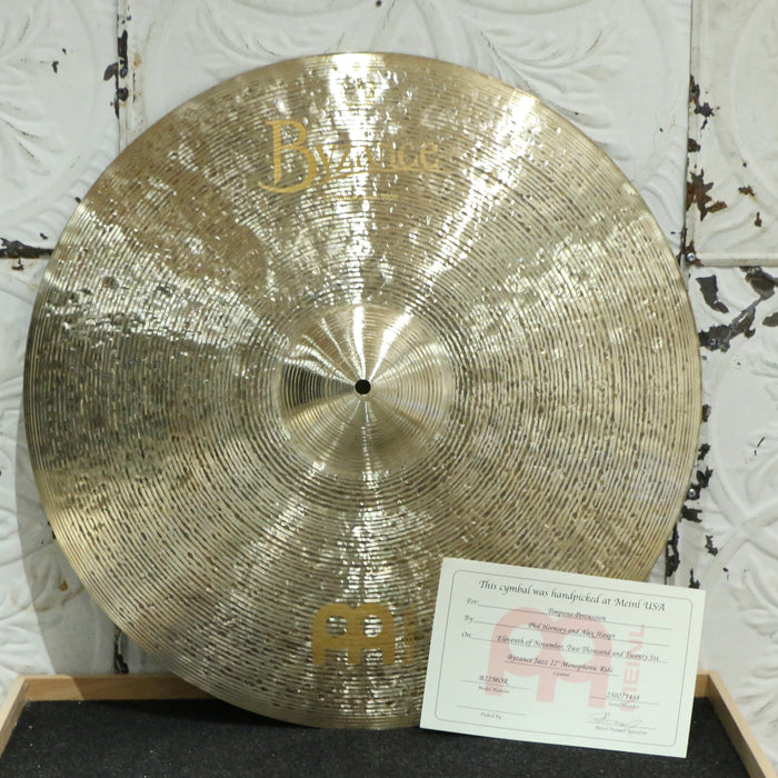 Cymbale ride Meinl Byzance Jazz Monophonic 22po (2315g) - HANDPICKED