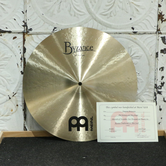 Cymbale crash Meinl Byzance Traditional Thin 16po - HANDPICKED (1045g)