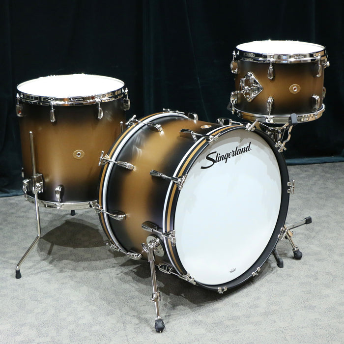 Batterie Slingerland Radio King 22-13-16po - Black & Gold Lacquer