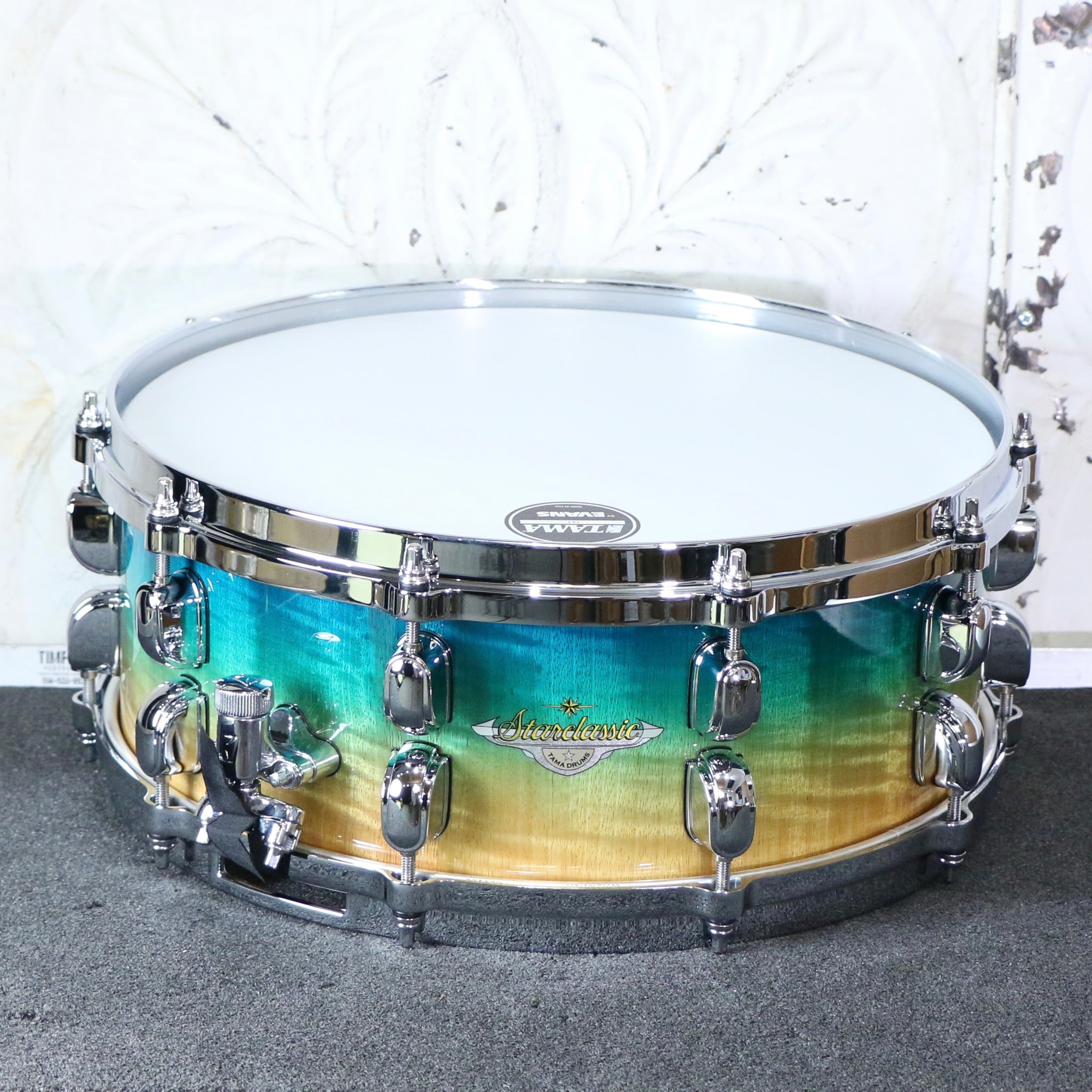 TAMA Starclassic Maple Snare 14X5.5in Marine Shoreline Movingui Fade ...