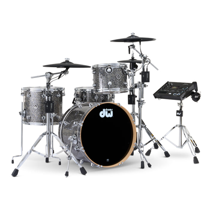 Kit Bundle DWe 4 pièces avec cymbales, quincaillerie et module V71 Roland - Black Galaxy