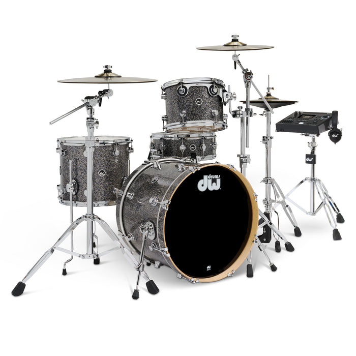 DWe 4-piece Kit Bundle with DWe Cymbals, Hardware & V51 Module - Black Galaxy