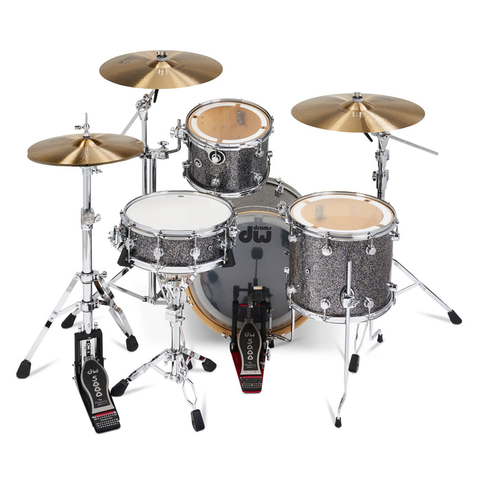 DWe Kit Bundle 4 pièces avec cymbales DWe, quincaillerie et Soundworks - Black Galaxy
