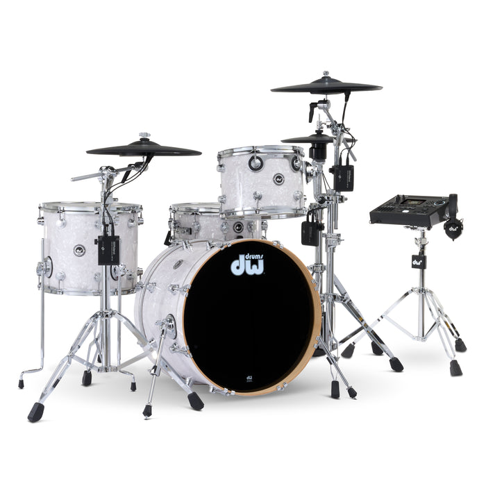 DWe 4-piece Kit Bundle with Roland Cymbals, Hardware & V51 Module - White Marine Pearl