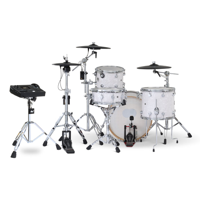 DWe 4-piece Kit Bundle with Roland Cymbals, Hardware & V51 Module - White Marine Pearl