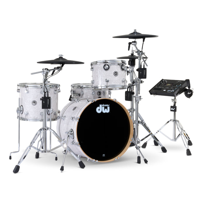 Kit Bundle DWe 4 pièces avec cymbales Roland, quincaillerie et module V71 - White Marine Pearl
