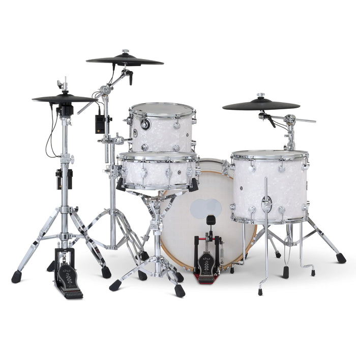 Kit Bundle DWe 4 pièces avec cymbales Roland, quincaillerie et Soundworks - White Marine Pearl