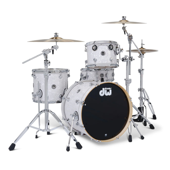 Kit Bundle DWe 4 pièces avec cymbales Roland, quincaillerie et Soundworks - White Marine Pearl