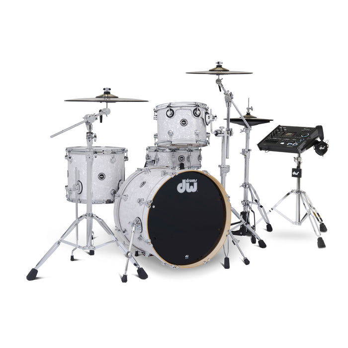 Kit Bundle DWe 4 pièces avec cymbales DWe, quincaillerie et module V71 - White Marine Pearl