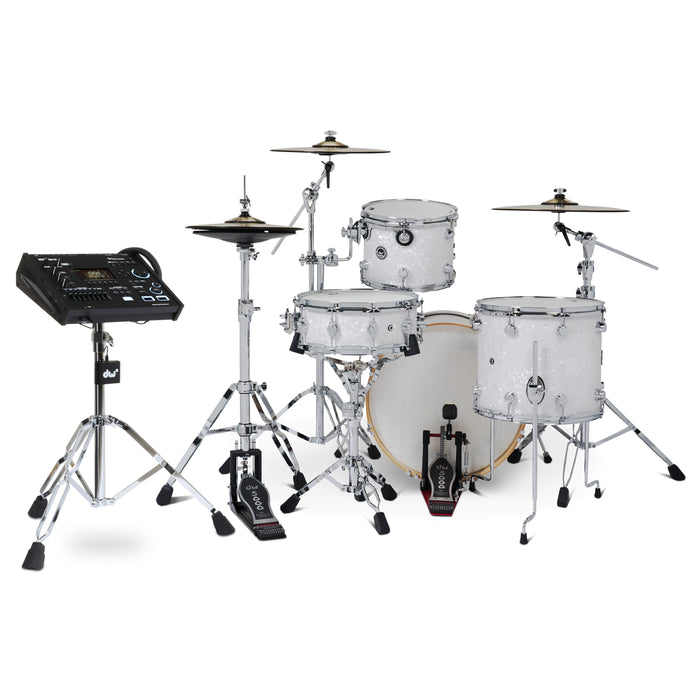 Kit Bundle DWe 4 pièces avec cymbales DWe, quincaillerie et module V71 - White Marine Pearl