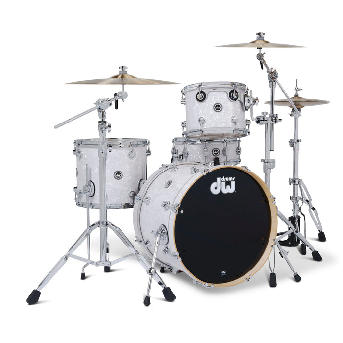 Kit Bundle DWe 4 fûts avec cymbales DWe, quincaillerie et Soundworks - White Marine Pearl