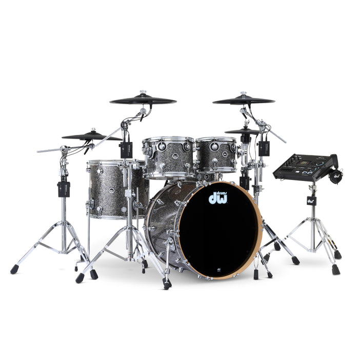 DWe 5-piece Kit Bundle with Roland Cymbals, Hardware & V71 Module - Black Galaxy