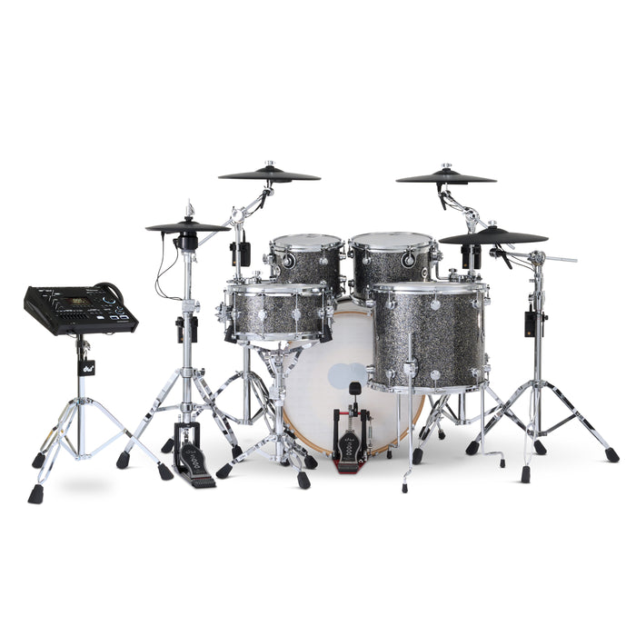 DWe 5-piece Kit Bundle with Roland Cymbals, Hardware & V71 Module - Black Galaxy