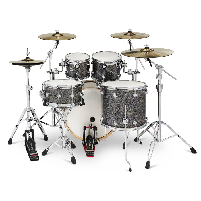 DWe 5-piece Kit Bundle with DWe Cymbals, Hardware & V71 Module - Black Galaxy