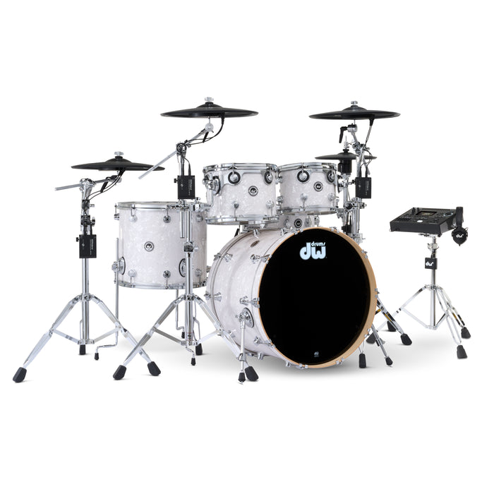 DWe 5-piece Kit Bundle with Roland Cymbals, Hardware & V51 Module - White Marine Pearl