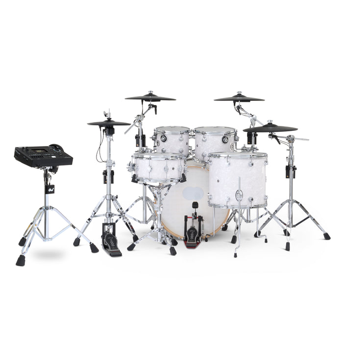 DWe 5-piece Kit Bundle with Roland Cymbals, Hardware & V51 Module - White Marine Pearl