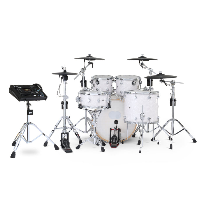 DWe 5-piece Kit Bundle with Roland Cymbals, Hardware & V71 Module - White Marine Pearl