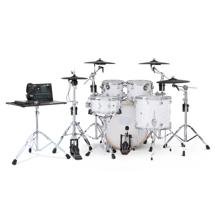 DWe 5-piece Kit Bundle with Roland Cymbals, Hardware & Soundworks - White Marine Pearl