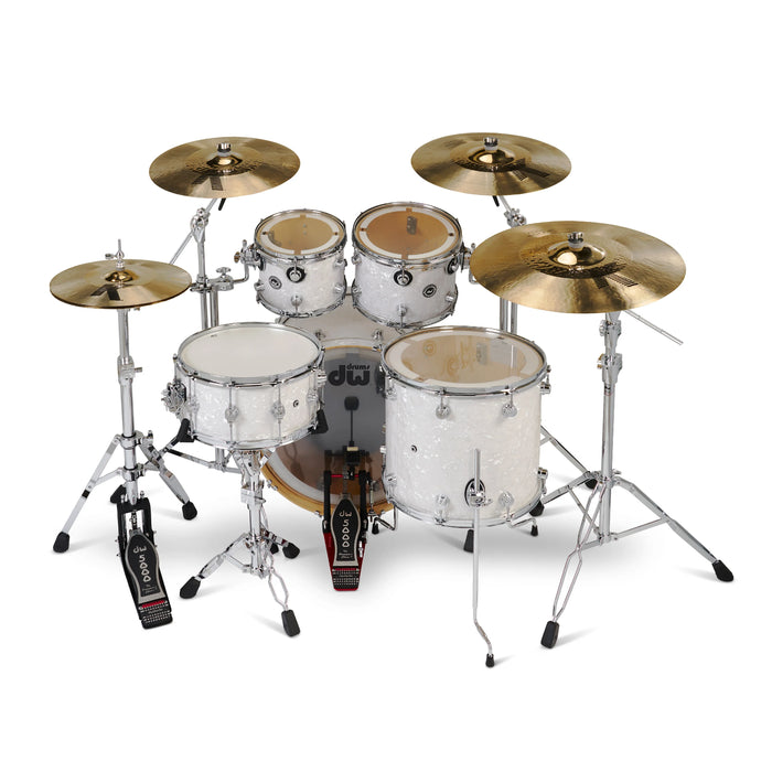 DWe 5-piece Kit Bundle with Roland Cymbals, Hardware & Soundworks - White Marine Pearl