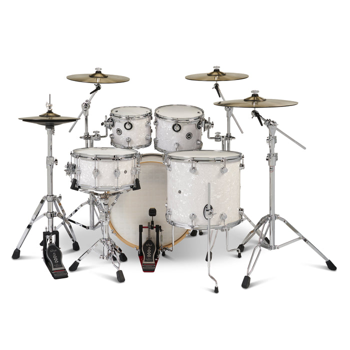 Kit Bundle DWe 5 pièces avec cymbales DWe, quincaillerie et module V71 - White Marine Pearl