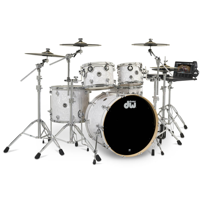 DWe 5-piece Kit Bundle with DWe Cymbals, Hardware & Soundworks - White Marine Pearl