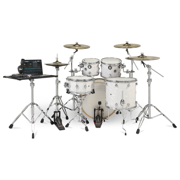 DWe 5-piece Kit Bundle with DWe Cymbals, Hardware & Soundworks - White Marine Pearl
