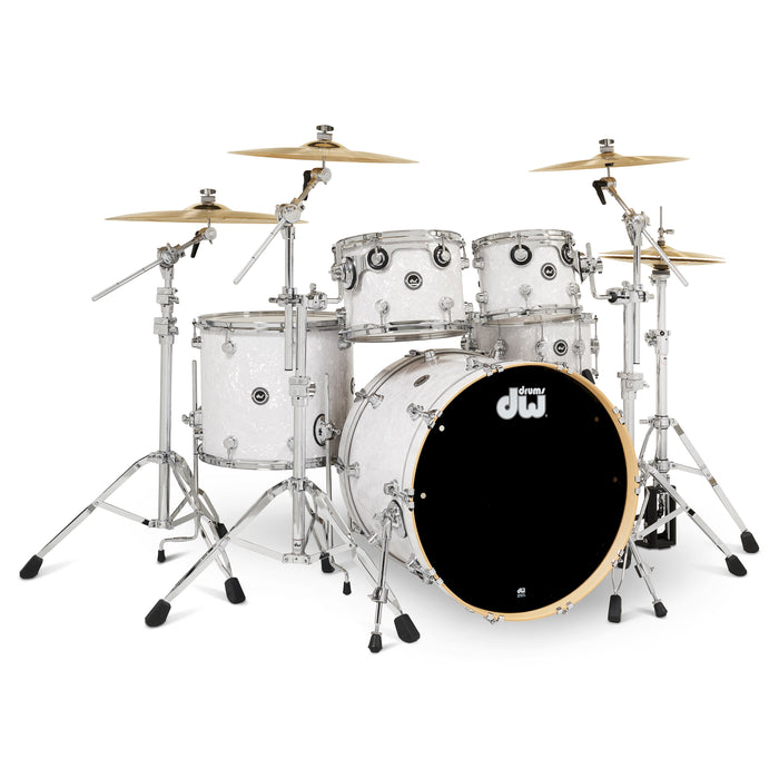 DWe 5-piece Kit Bundle with DWe Cymbals, Hardware & Soundworks - White Marine Pearl