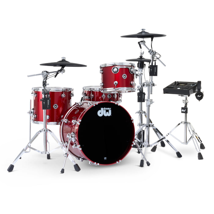 DWe 4-piece Kit Bundle with Roland Cymbals, Hardware & V51 Module - Black Cherry Metallic