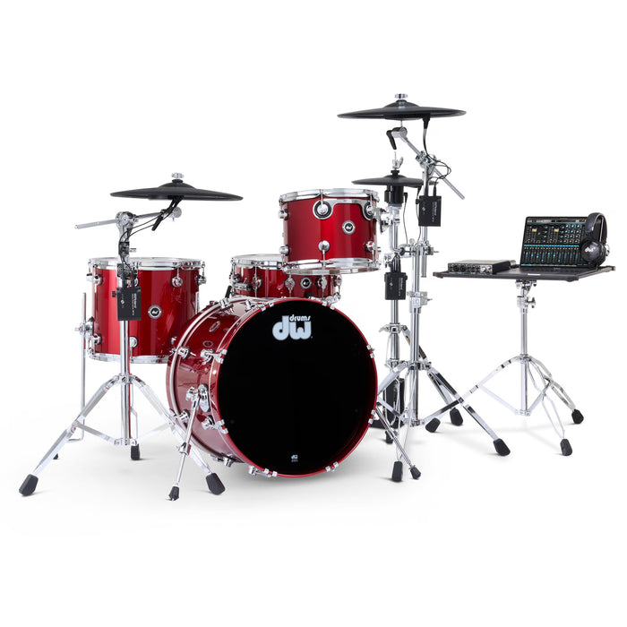 Kit Bundle DWe 4 pièces avec cymbales Roland, quincaillerie et Soundworks - Black Cherry Metallic