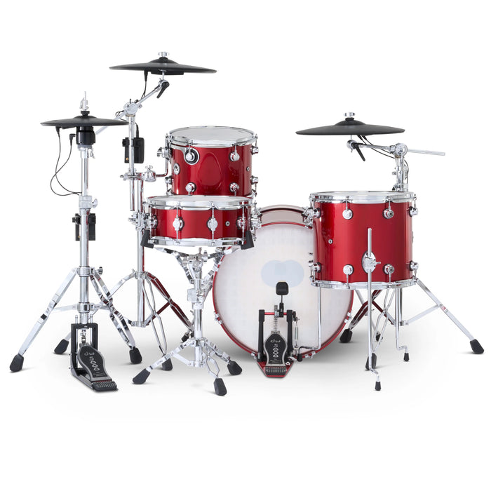 Kit Bundle DWe 4 pièces avec cymbales Roland, quincaillerie et Soundworks - Black Cherry Metallic