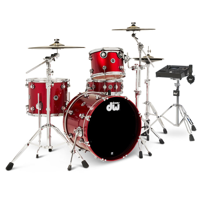 DWe 4-piece Kit Bundle with DWe Cymbals, Hardware & V51 Module - Black Cherry Metallic