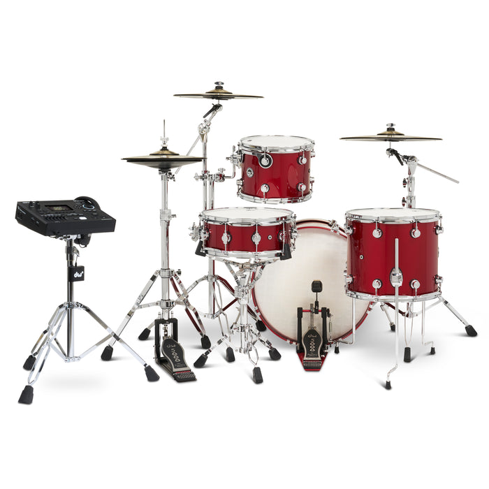 DWe 4-piece Kit Bundle with DWe Cymbals, Hardware & V51 Module - Black Cherry Metallic