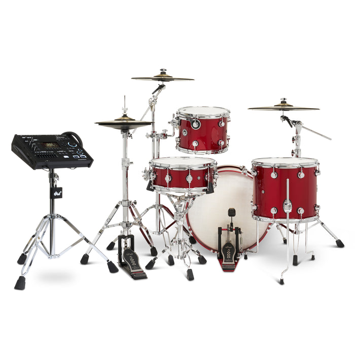 Kit Bundle DWe de 4 pièces avec cymbales DWe, quincaillerie et module V71 - Black Cherry Metallic