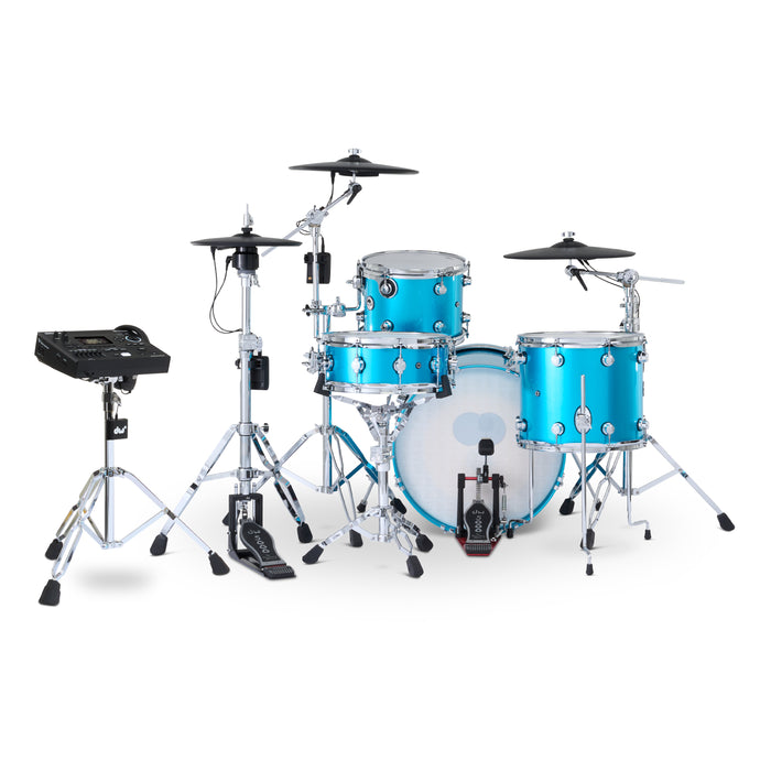 DWe 4-piece Kit Bundle with Roland Cymbals, Hardware & V51 Module - Laser Blue Metallic
