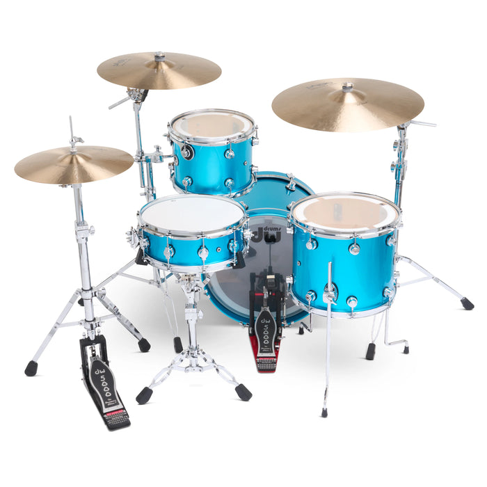 Kit Bundle DWe 4 pièces avec cymbales Roland, quincaillerie, et module Soundworks - Laser Blue Metallic