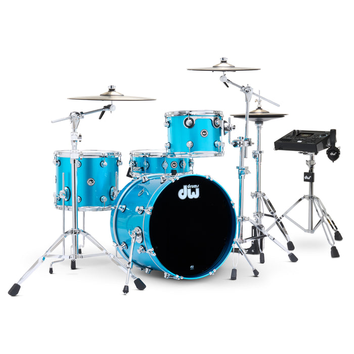 DWe 4-piece Kit Bundle with DWe Cymbals, Hardware & V51 Module - Laser Blue Metallic
