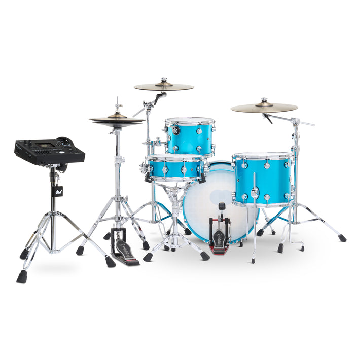 DWe 4-piece Kit Bundle with DWe Cymbals, Hardware & V51 Module - Laser Blue Metallic