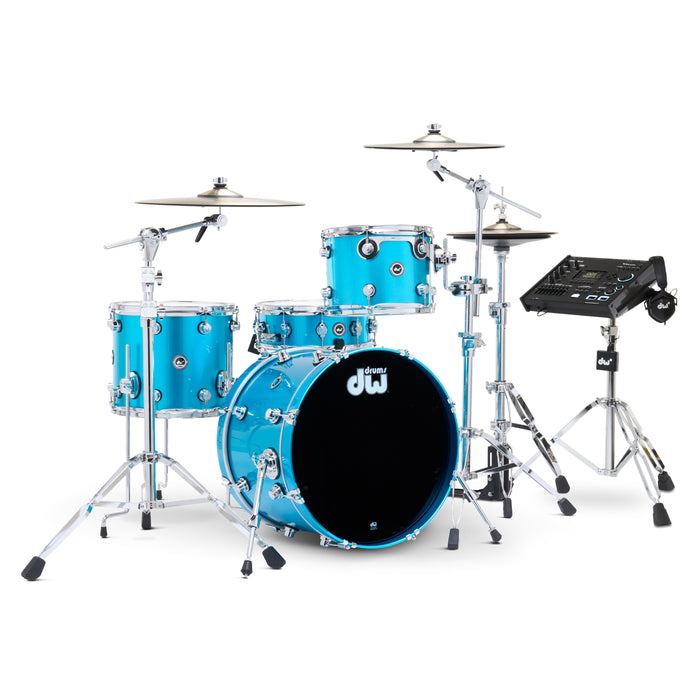 Kit Bundle 4 pièces DWe avec cymbales DWe, quincaillerie et module V71 - Laser Blue Metallic