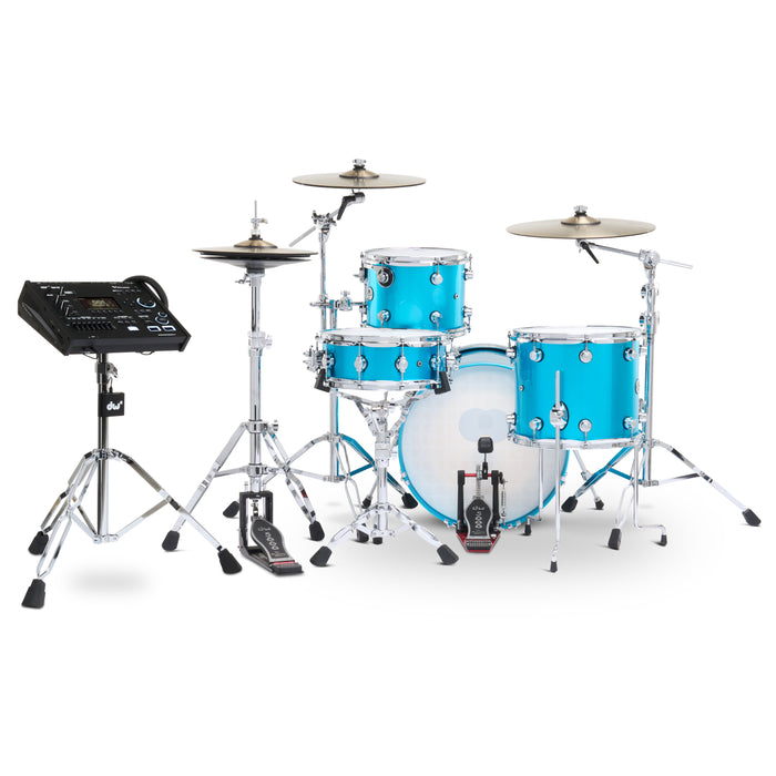 Kit Bundle 4 pièces DWe avec cymbales DWe, quincaillerie et module V71 - Laser Blue Metallic