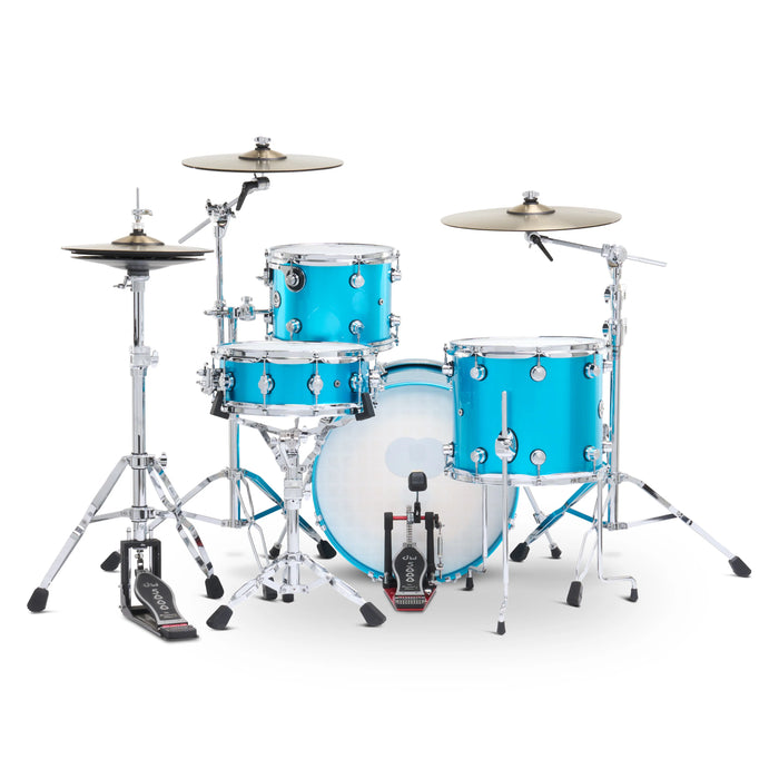 DWe 4-piece Kit Bundle with DWe cymbals, Hardware & Soundworks - Laser Blue Metallic