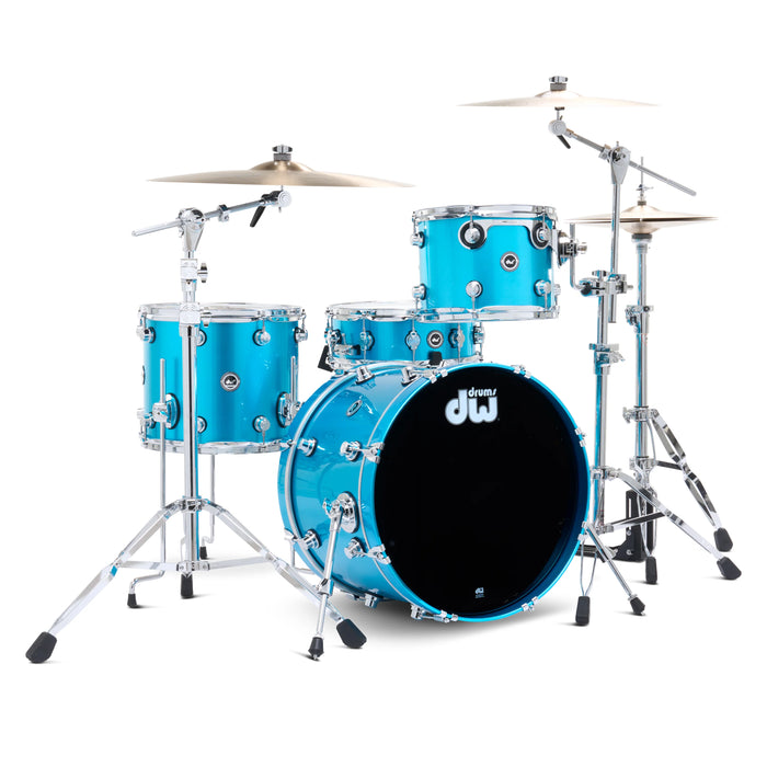 DWe 4-piece Kit Bundle with DWe cymbals, Hardware & Soundworks - Laser Blue Metallic