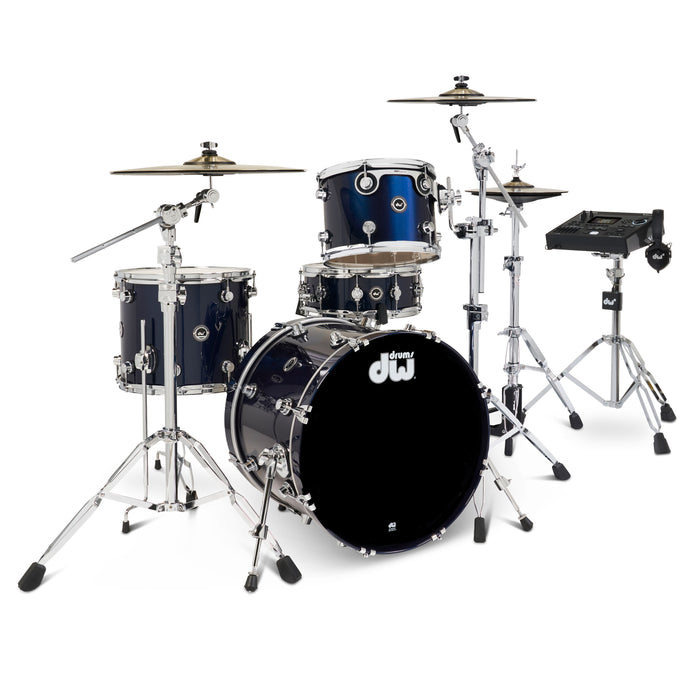 DWe 4-piece Kit Bundle with DWe Cymbals, Hardware & V51 Module - Midnight Blue Metallic