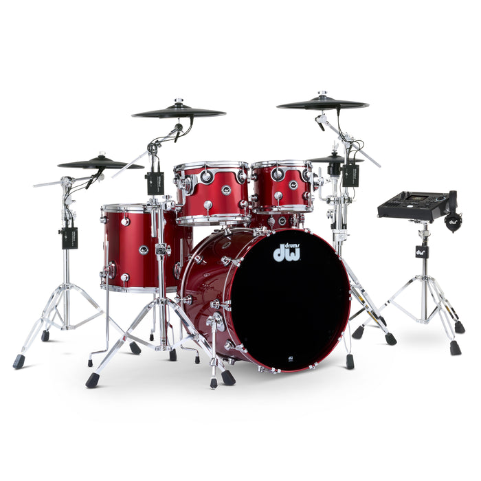 DWe 5-piece Kit Bundle with Roland Cymbals, Hardware & V51 Module - Black Cherry Metallic