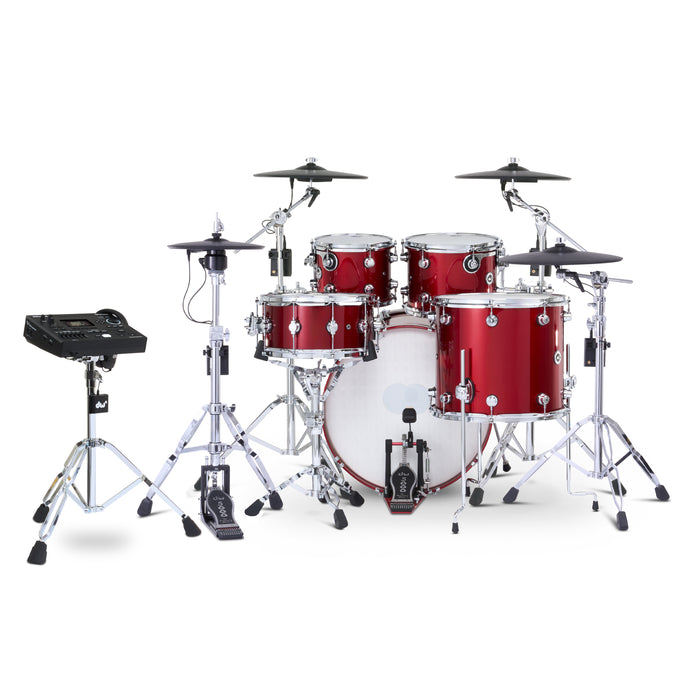 DWe 5-piece Kit Bundle with Roland Cymbals, Hardware & V51 Module - Black Cherry Metallic
