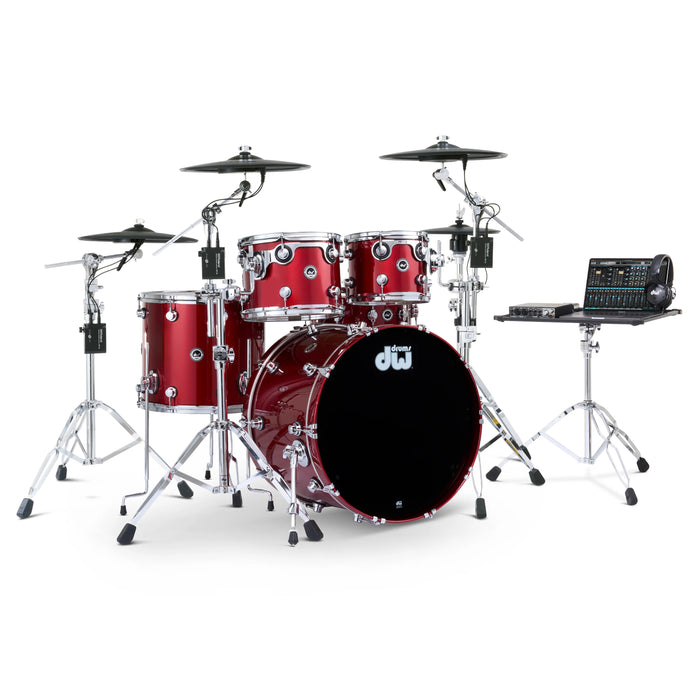 DWe 5-piece Kit Bundle with Roland Cymbals, Hardware & Soundworks - Black Cherry Metallic
