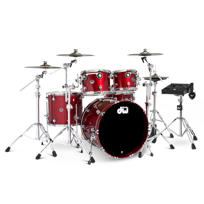 DWe 5-piece Kit Bundle with DWe Cymbals, Hardware & V51 Module - Black Cherry Metallic