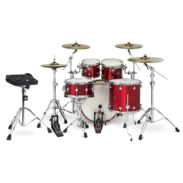 DWe 5-piece Kit Bundle with DWe Cymbals, Hardware & V51 Module - Black Cherry Metallic