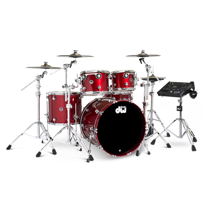 DWe 5-piece Kit Bundle with DWe Cymbals, Hardware & V71 Module - Black Cherry Metallic